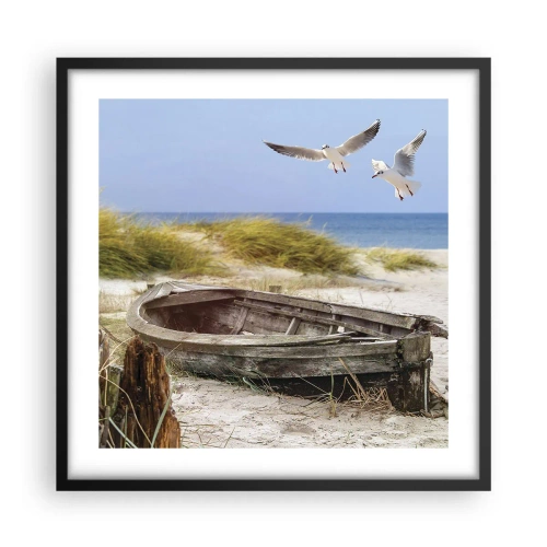 Pôster com moldura preta - Banhado pelo vento - 50x50 cm