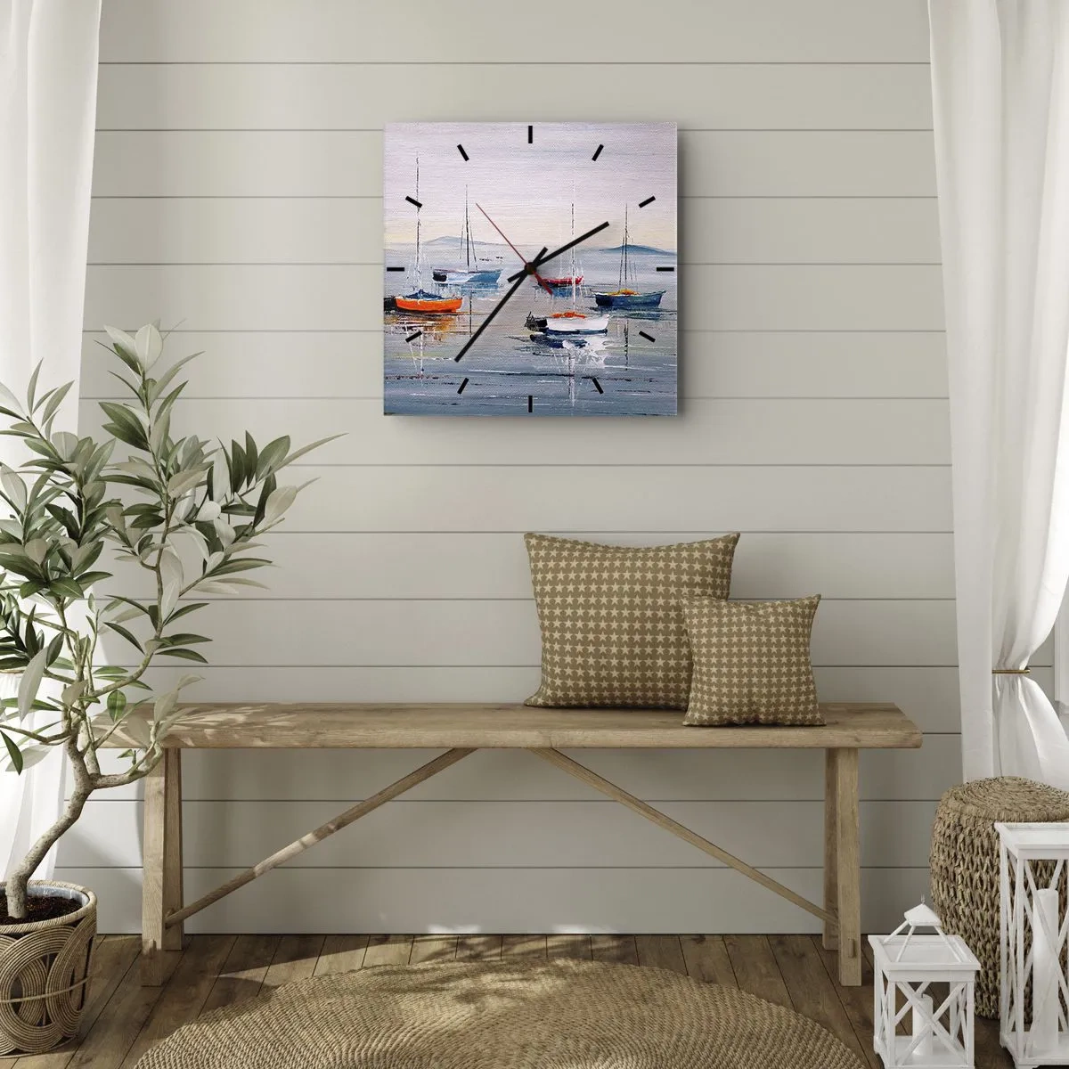 Relógio de parede - Relógio em vidro - Um merecido descanso - 30x30 cm