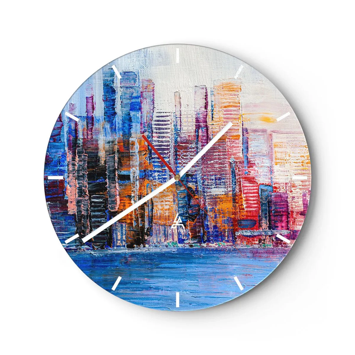 Relógio de parede - Relógio em vidro - Metrópole alegre - 40x40 cm