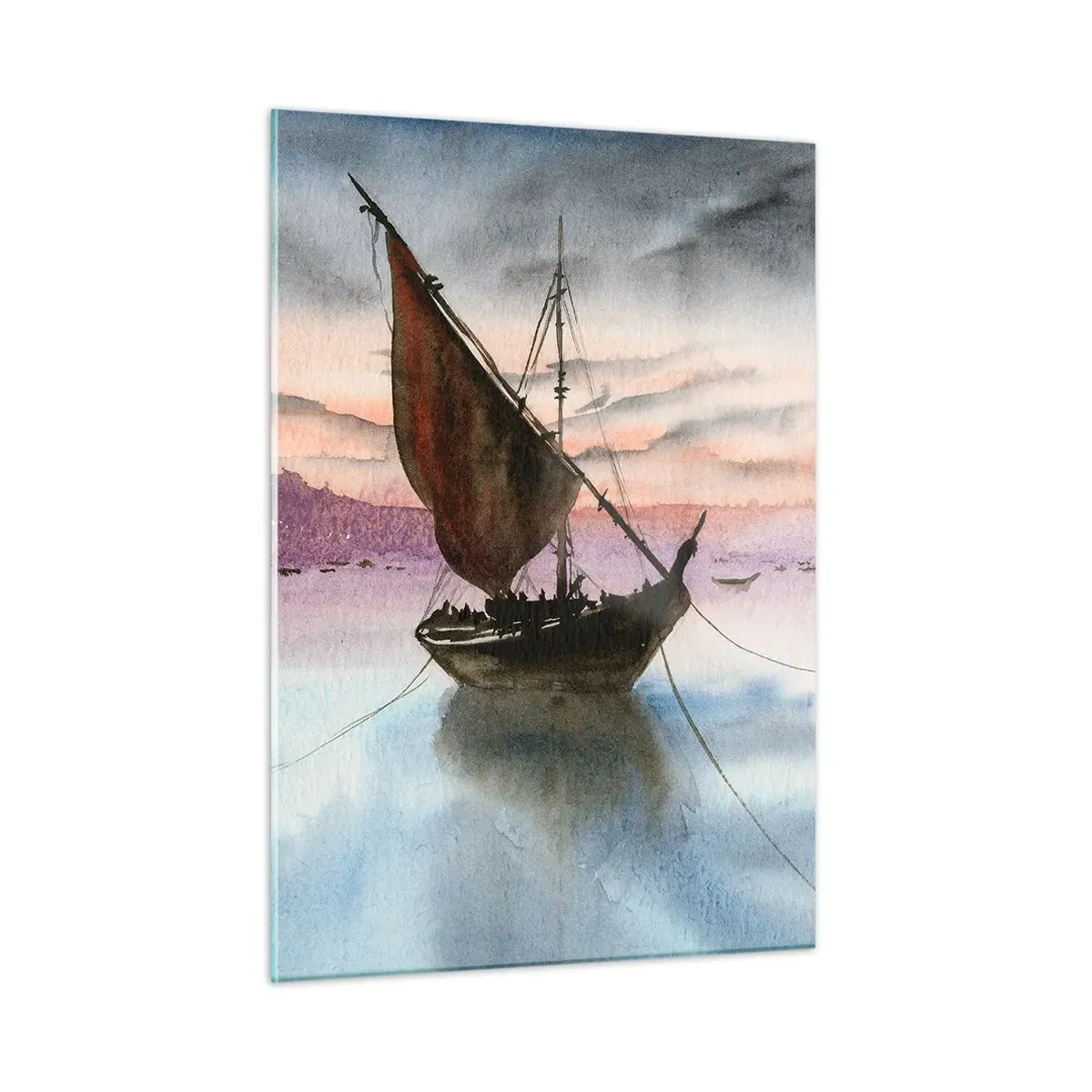 Quadro em vidro - Noite no porto - 50x70 cm