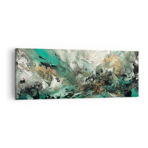Quadro em tela - Surf esmeralda e preto - 140x50 cm