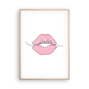 Pôster com moldura de carvalho claro - Pronto para beijar? - 70x100 cm