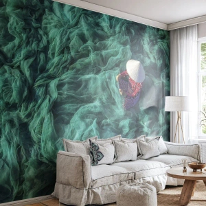 Papel de Parede Autocolante Deluxe Sticker - Num mar de redes - Rede de pesca, Mulher, Vietnã - 300x210 cm