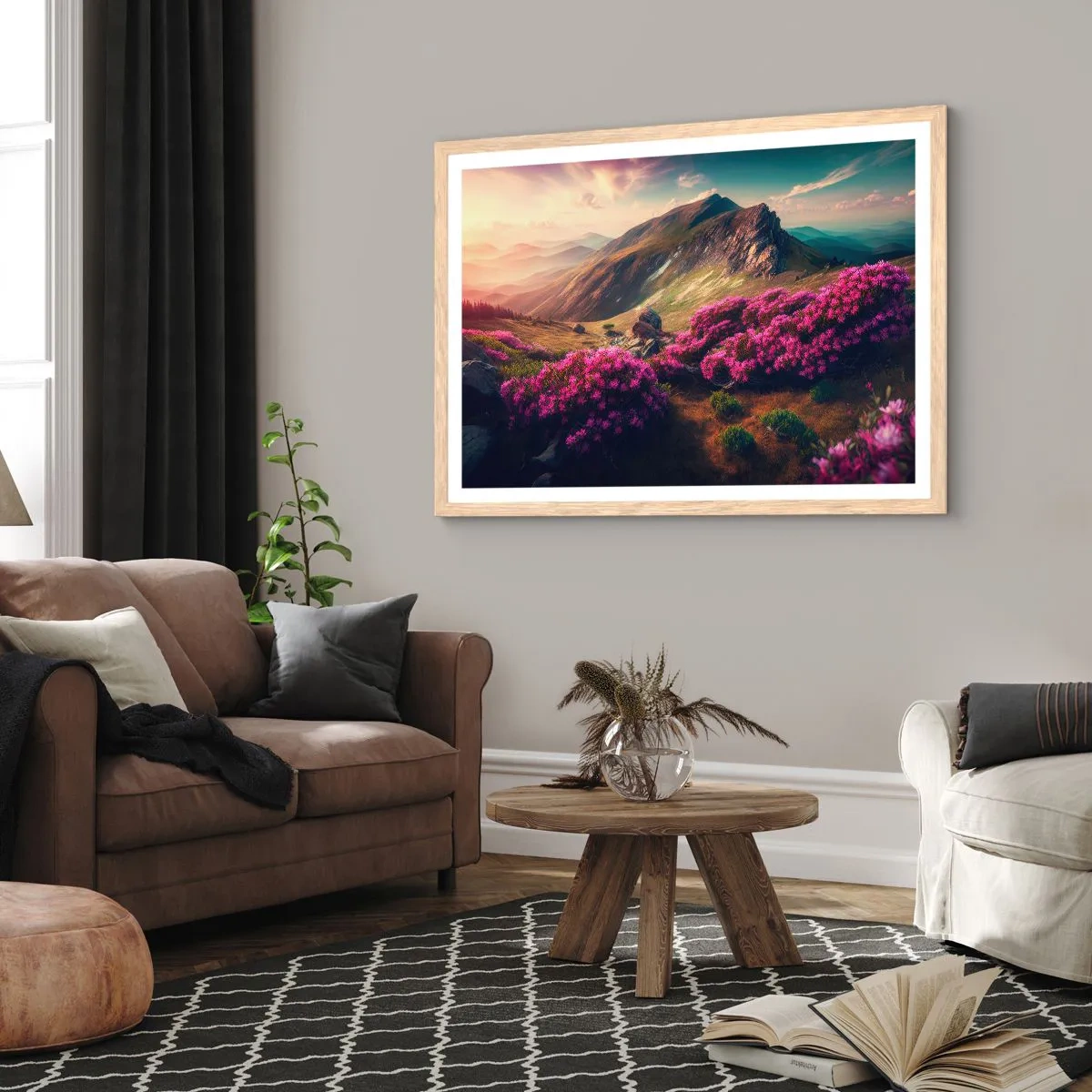 Pôster com moldura de carvalho claro - Verão nas montanhas - 70x50 cm