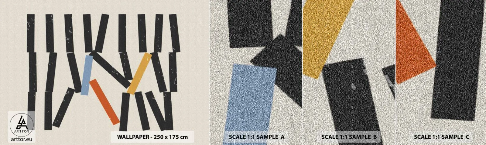 Amostra de papel de parede Premium Sand - Dominó – composição - Minimalismo, Moderno, Contemporâneo - 100x30 cm