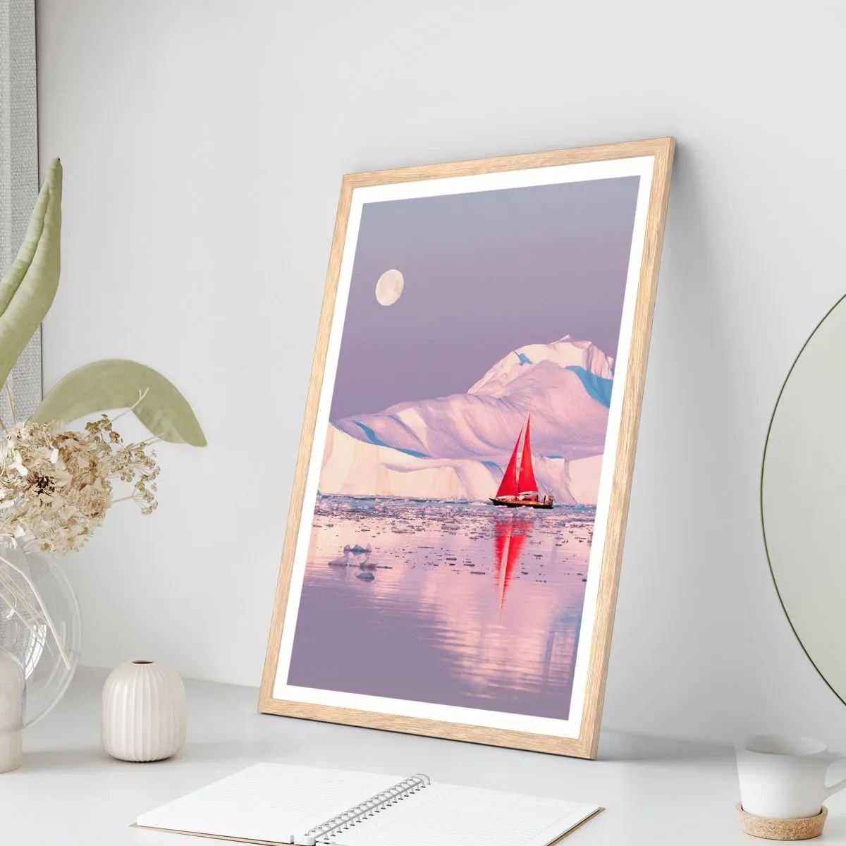 Pôster com moldura de carvalho claro - O calor da vela, a frieza do gelo - 61x91 cm