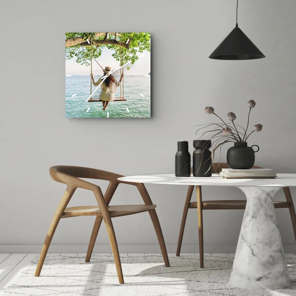 Relógio de parede - Relógio em vidro - A vida é bela - 40x40 cm