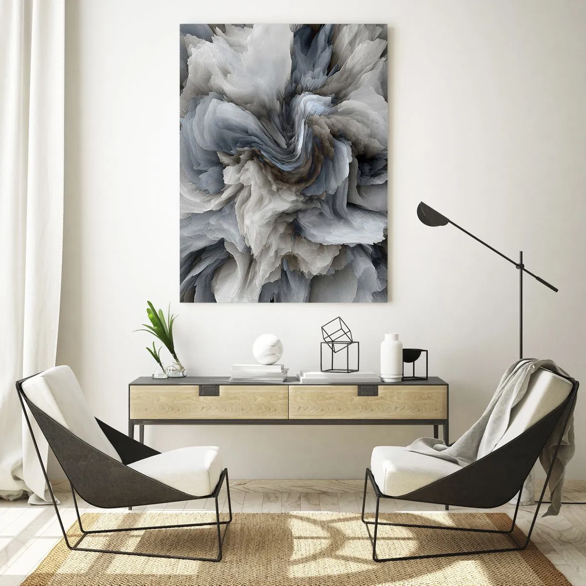 Quadro em vidro - Pedra e flor - 50x70 cm