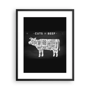 Pôster com moldura preta - Cartilha do talhante - 40x50 cm