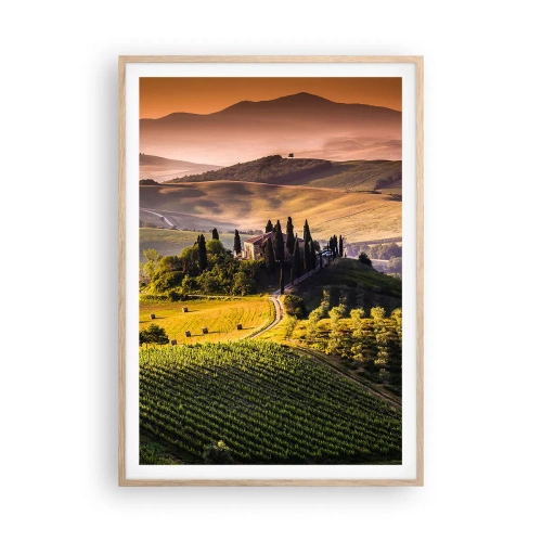 Pôster com moldura de carvalho claro - Arcádia - Paisagem toscana - 70x100 cm