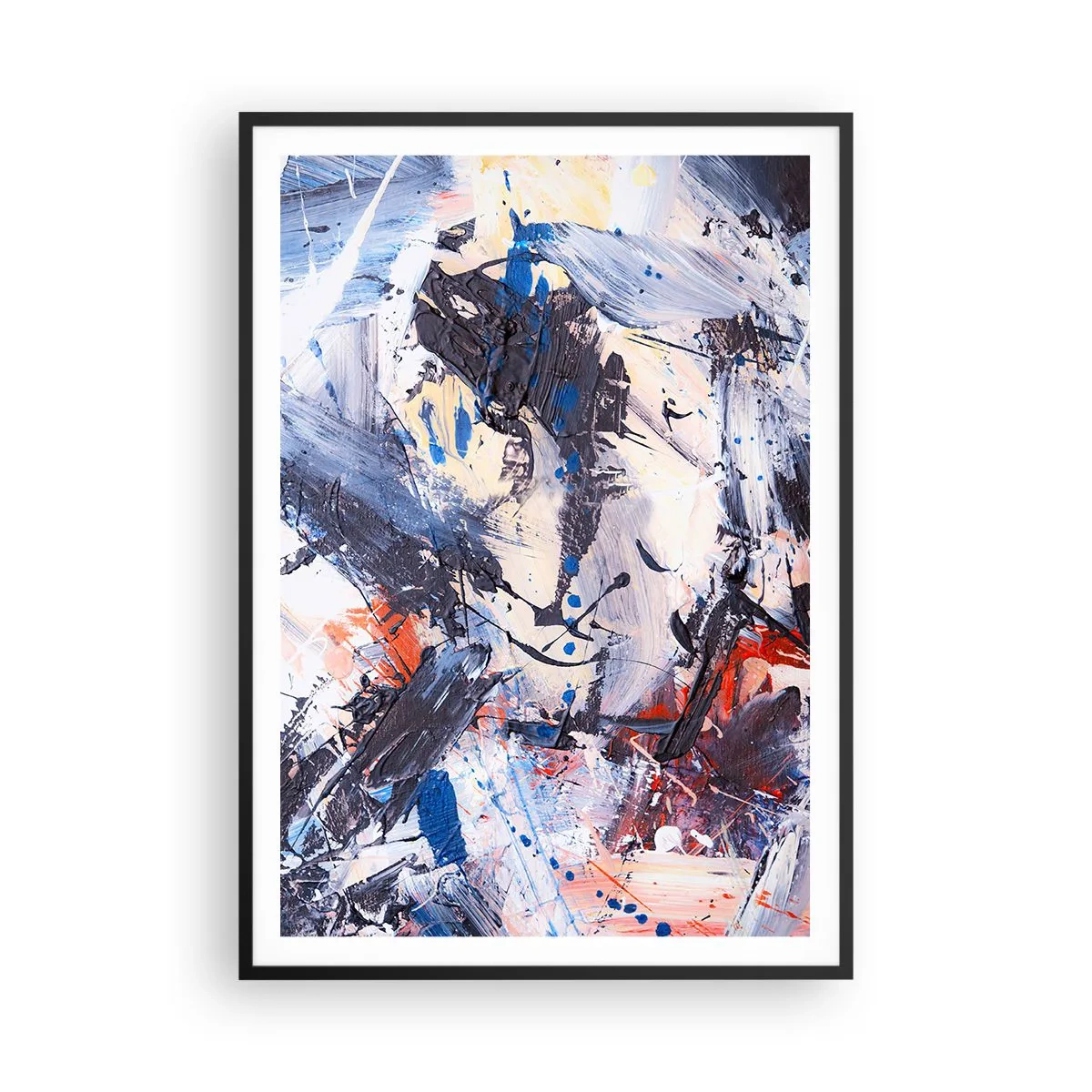 Pôster com moldura preta - Dança louca da abstração - 70x100 cm