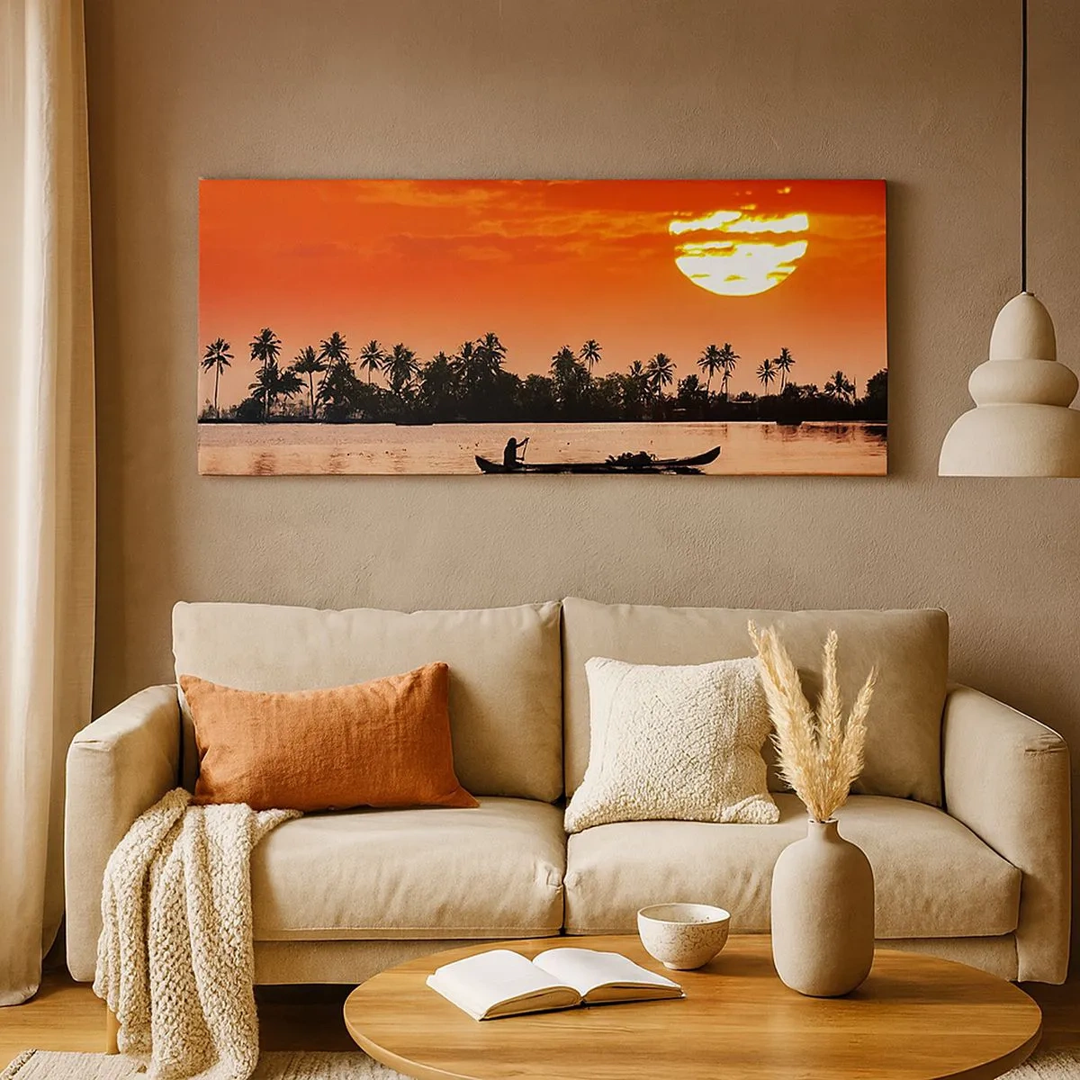 Quadro em tela - A calma dos trópicos ao pôr do sol - 100x40 cm