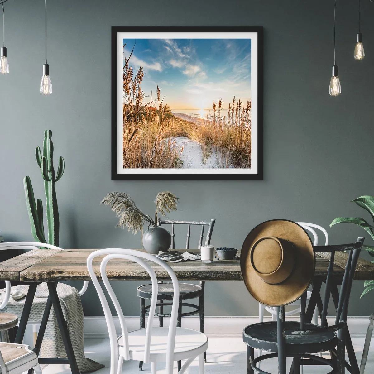 Pôster com moldura preta - Praia do Norte - 60x60 cm