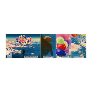 Amostra de papel de parede Premium Canvas - Um sonho de infância tornado realidade - Para crianças, Balões Coloridos, Abstração - 100x30 cm