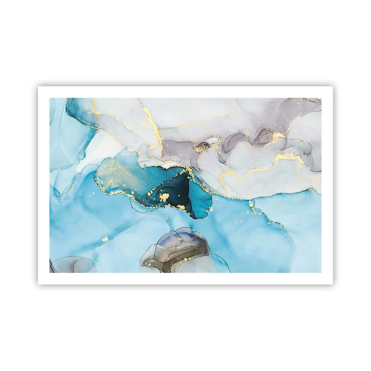 Pôster - Estudo do encontro do cinza e turquesa - 91x61 cm