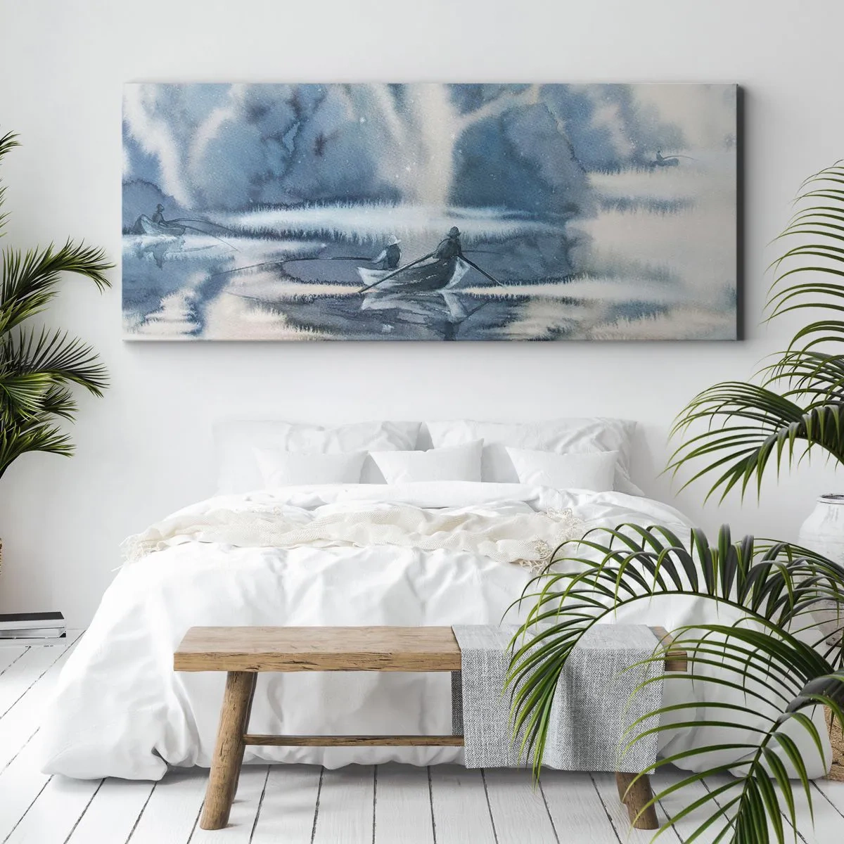 Quadro em tela - Pescadores no seu paraíso - 100x40 cm