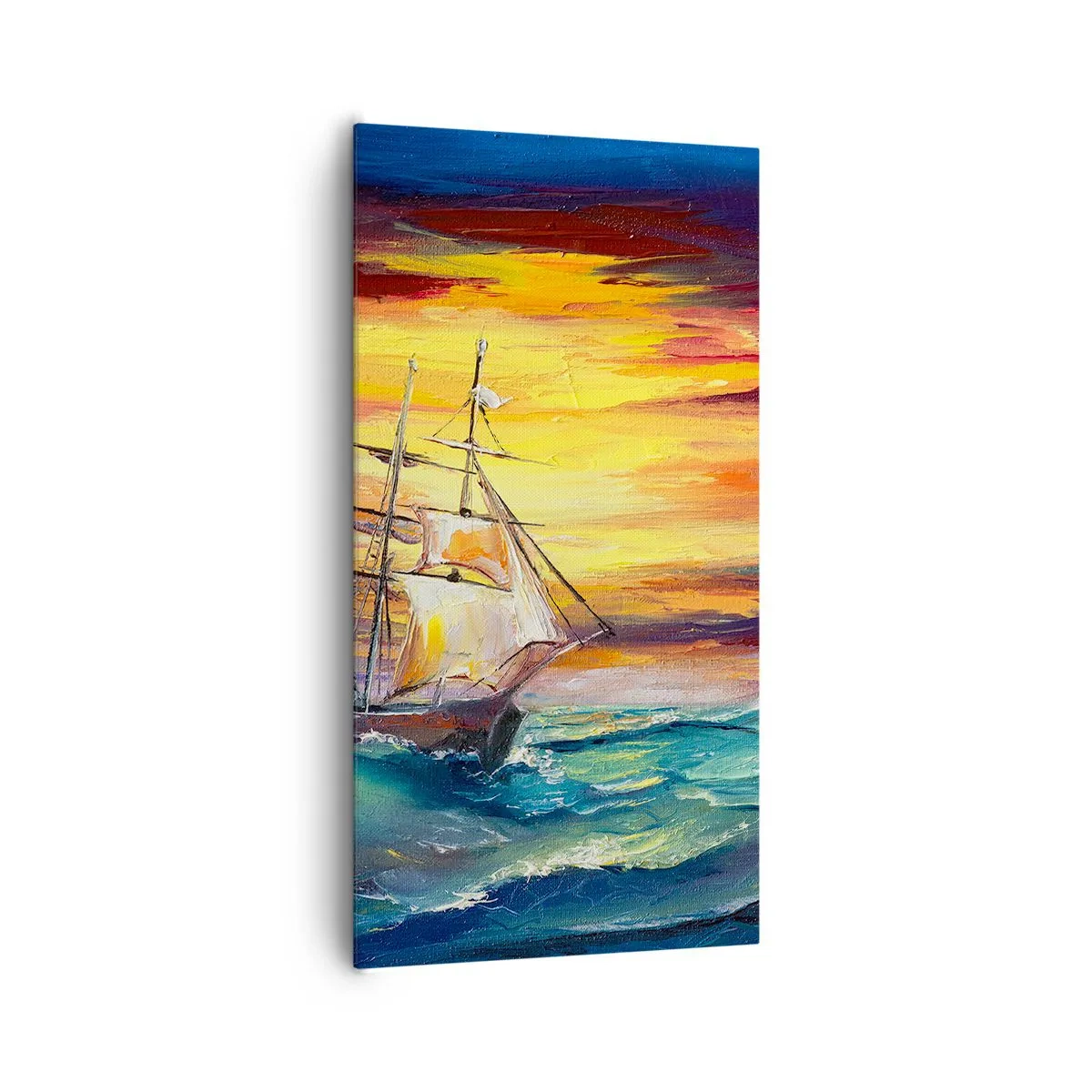 Quadro em tela - Corajosamente contra as ondas - 65x120 cm