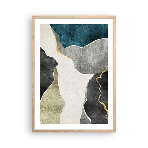 Pôster com moldura de carvalho claro - Composição de mosaico com fio de ouro - 50x70 cm