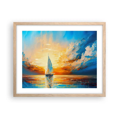 Pôster com moldura de carvalho claro - Balsa em ouro - 50x40 cm