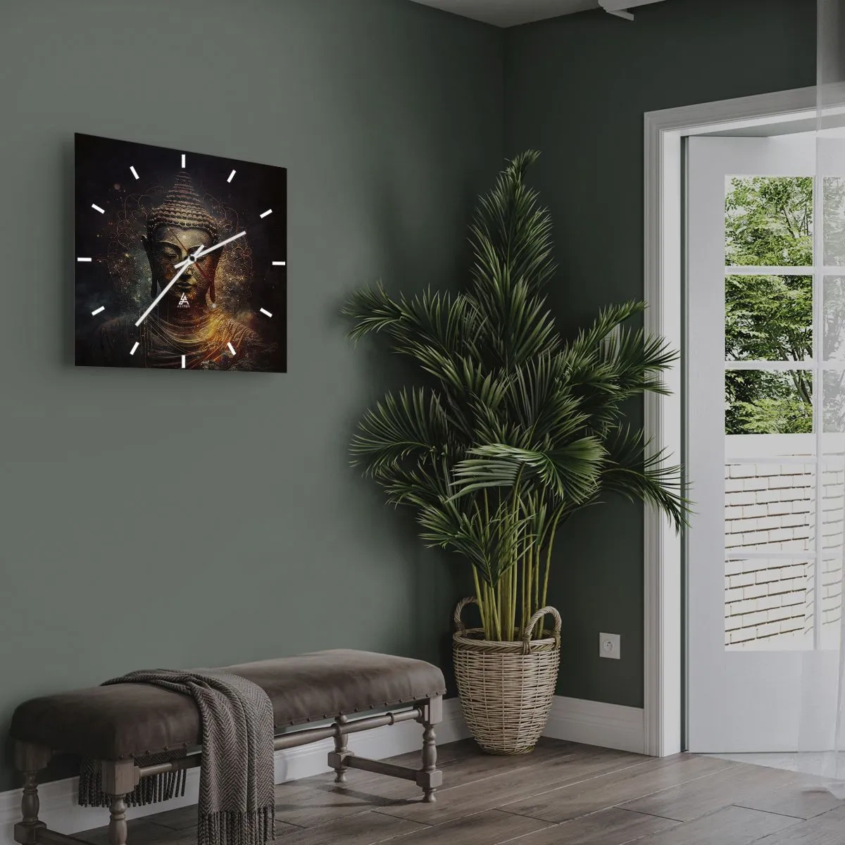 Relógio de parede - Relógio em vidro - Equilíbrio espiritual - 30x30 cm