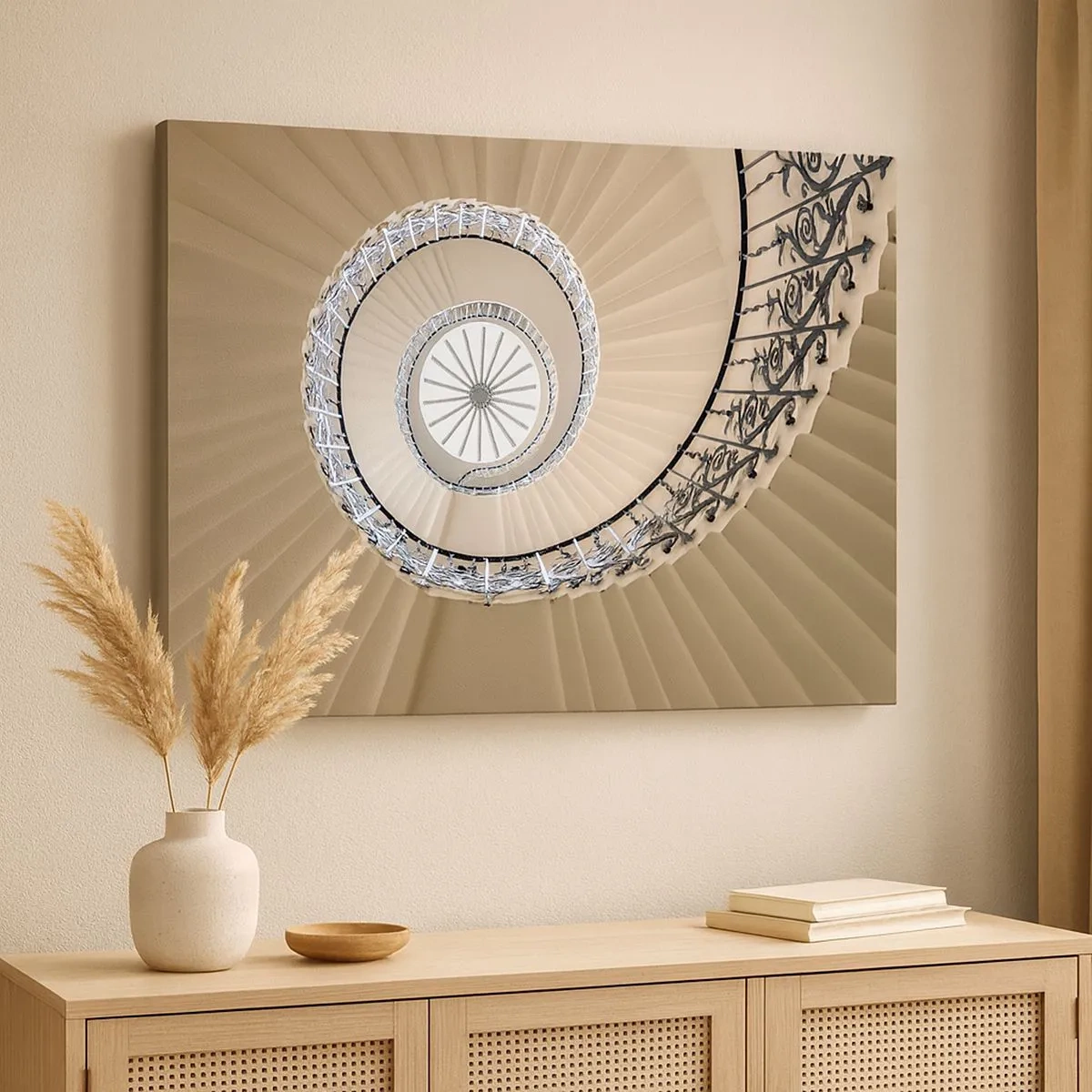 Quadro em tela - Escada em espiral com uma abordagem geométrica elegante - 70x50cm - Dentro da casca - Decoração de parede moderna para a sala de estar e quarto ARTTOR
