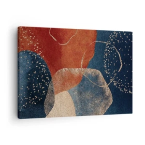 Quadro em tela - Formas abstratas em tons de vermelho e azul - 70x50cm - Leveza do ser - Decoração de parede moderna para a sala de estar e quarto ARTTOR