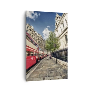 Quadro em tela - Rua de Londres em cinza e vermelho - 80x120 cm