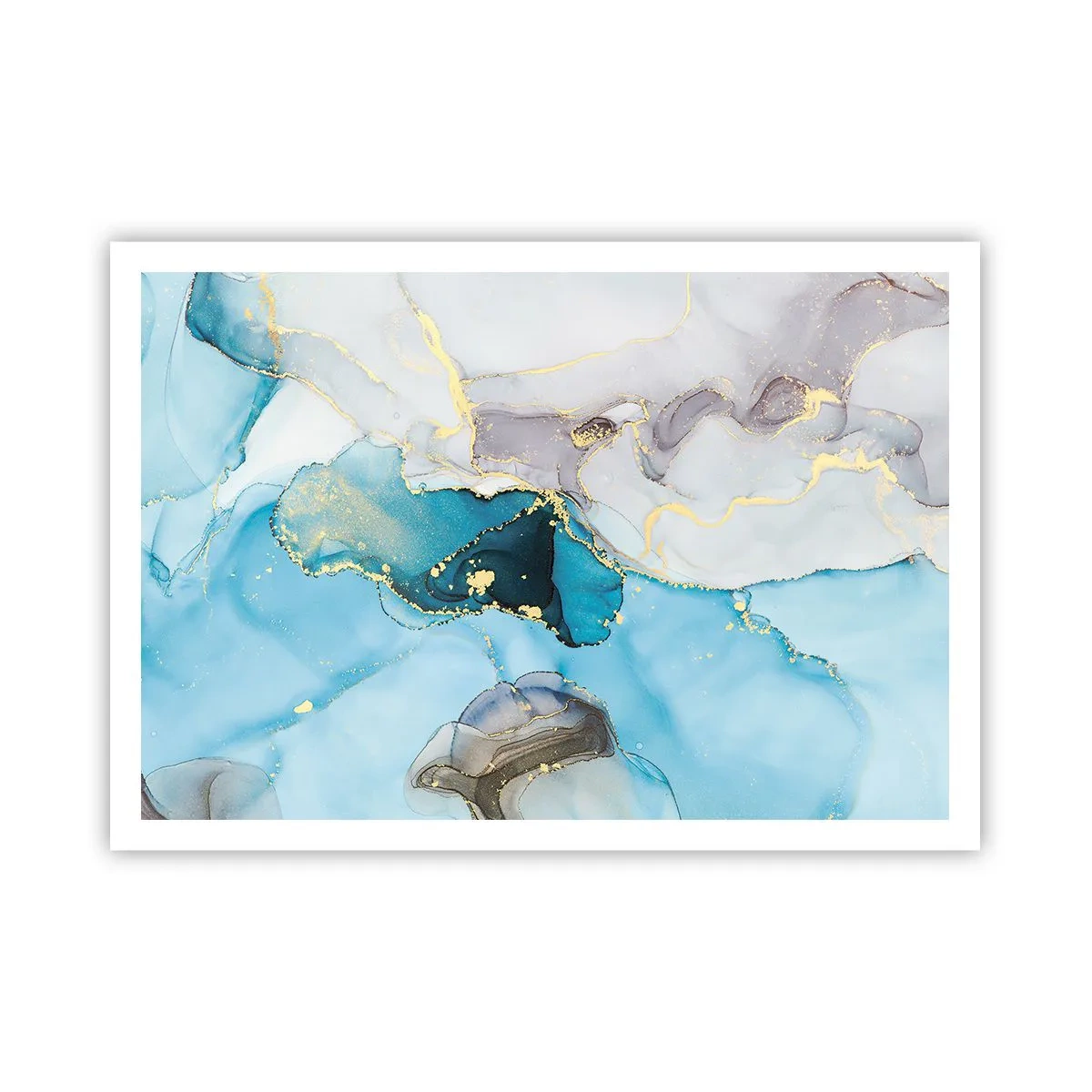 Pôster - Estudo do encontro do cinza e turquesa - 100x70 cm