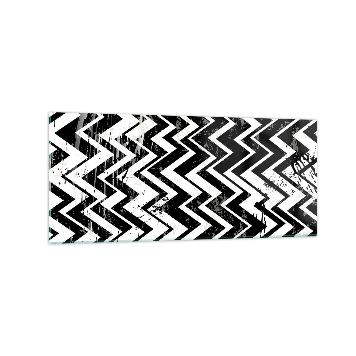 Quadro em vidro - Zig-branco, zag-preto - 120x50 cm