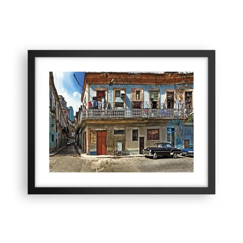 Pôster com moldura preta - Vibrações de Havana - 40x30 cm