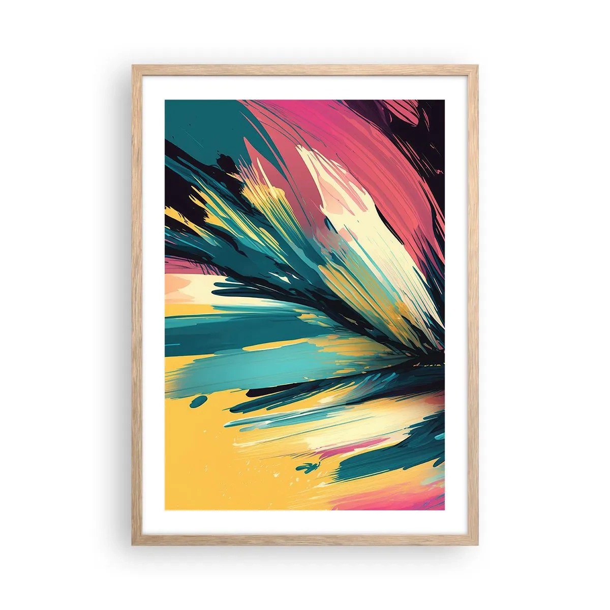 Pôster com moldura de carvalho claro - Composição – uma explosão de alegria - 50x70 cm