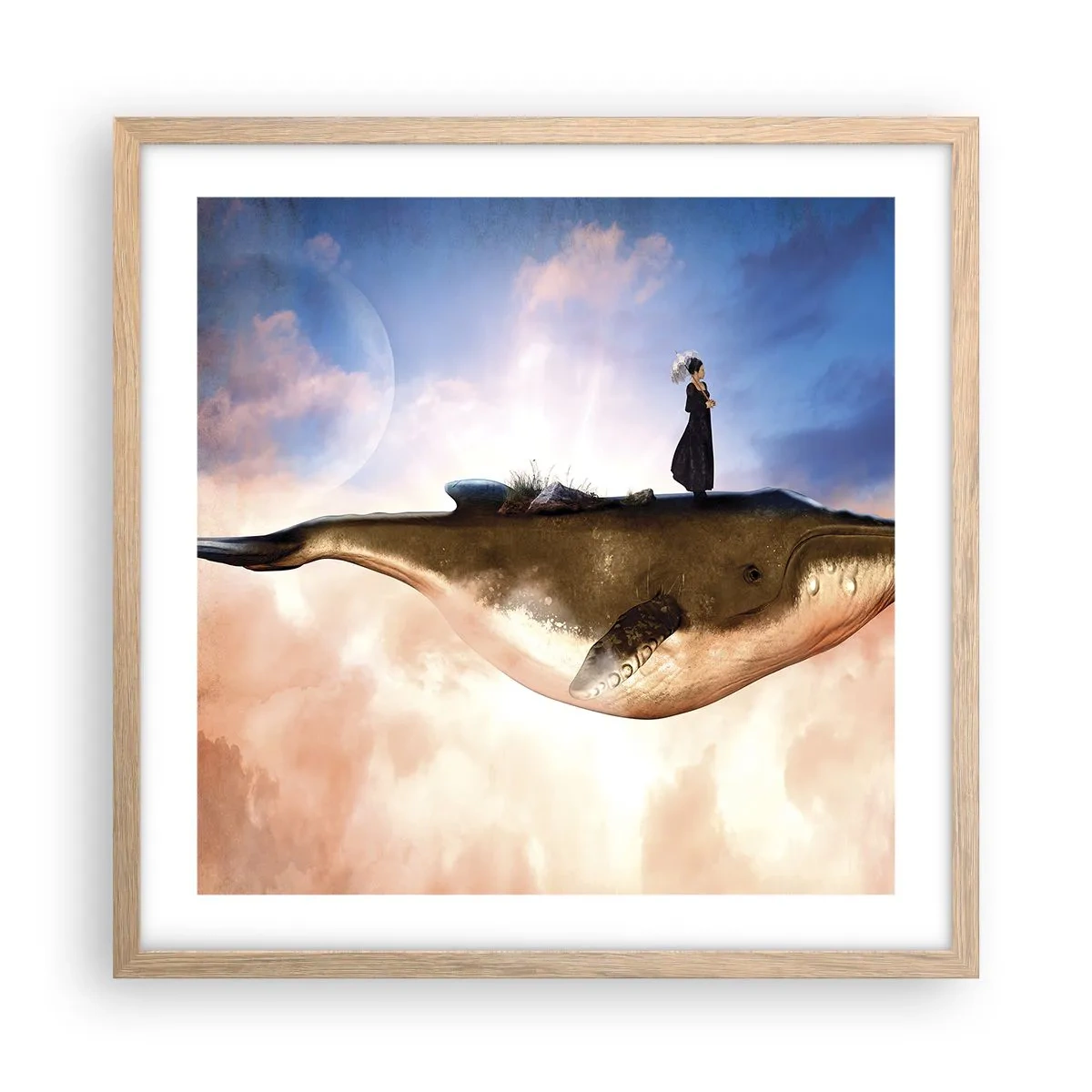 Pôster com moldura de carvalho claro - Uma viagem surreal - 50x50 cm