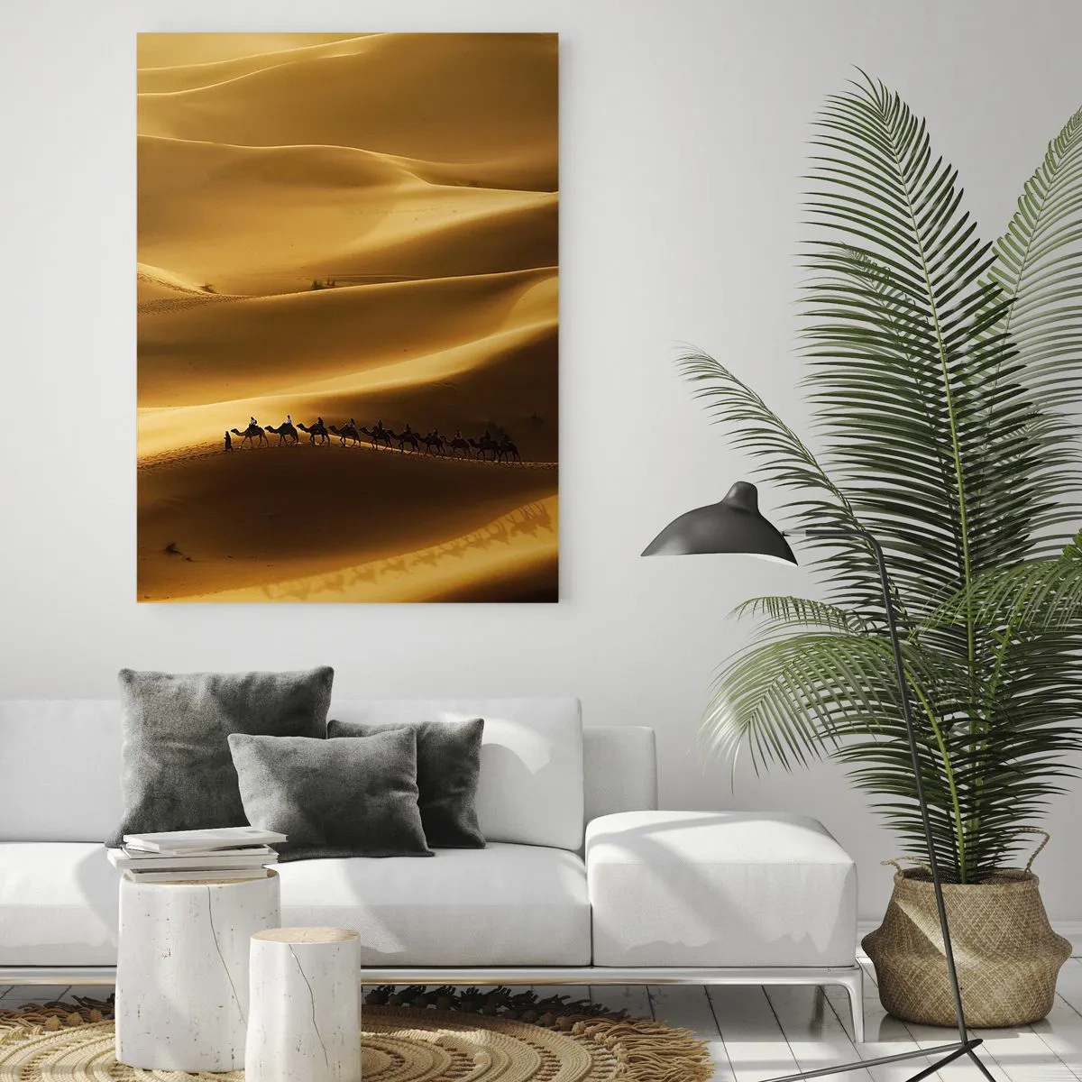 Quadro em vidro - Caravana nas ondas do deserto - 70x100 cm