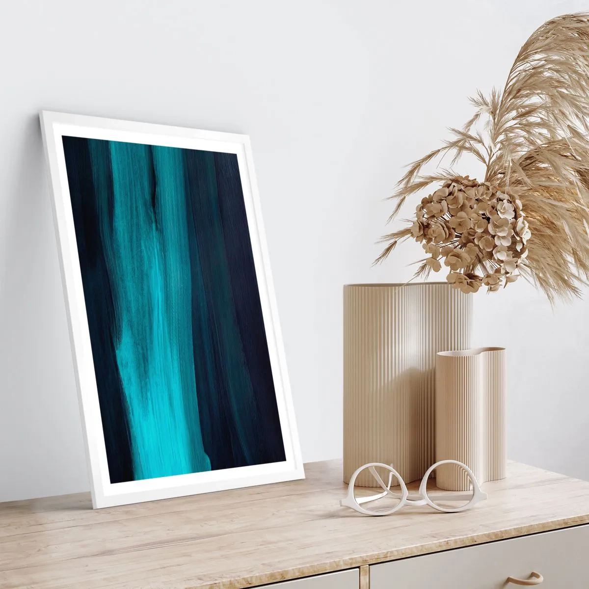 Pôster em moldura branca - Vá com o fluxo - 61x91 cm