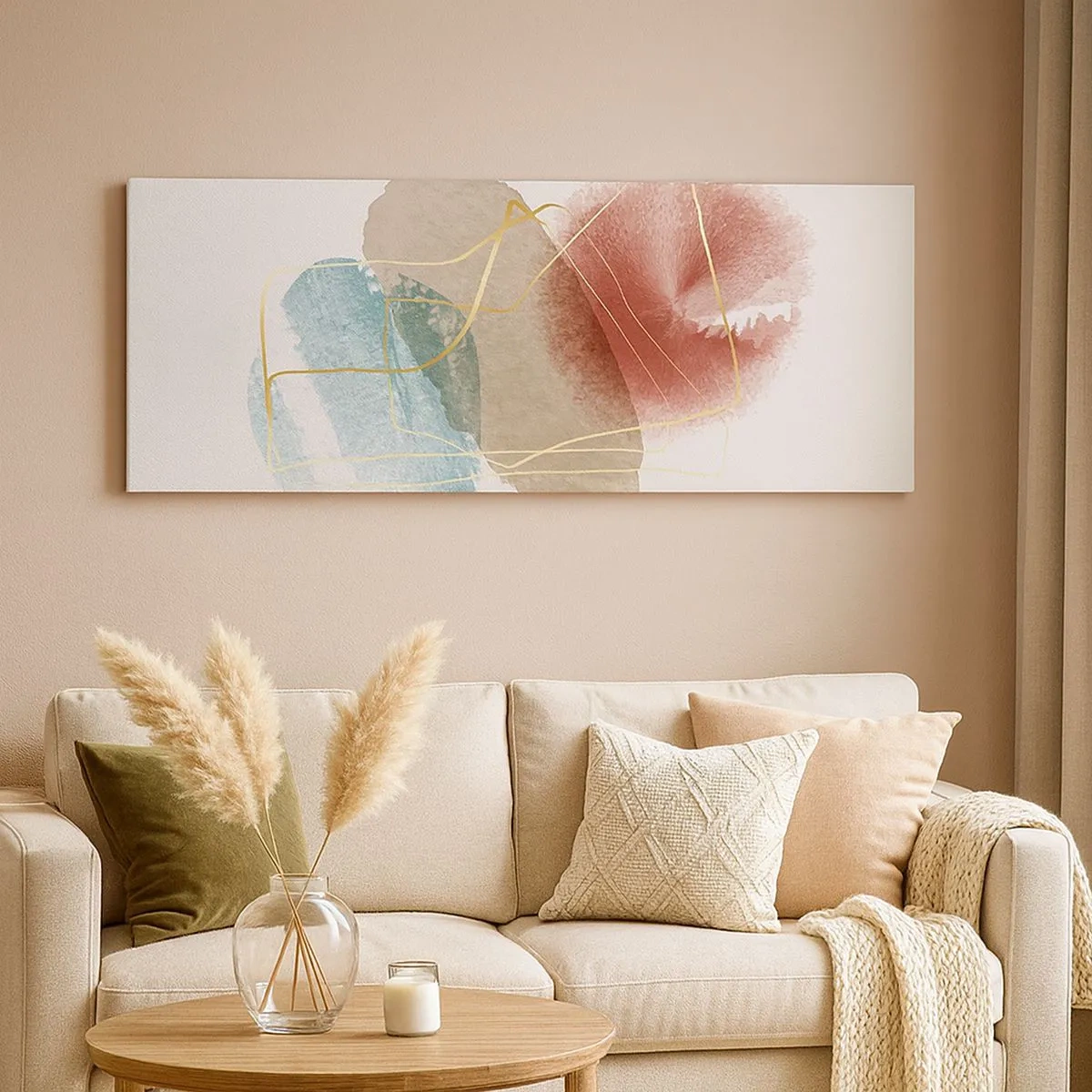 Quadro em tela - Corais espaciais - 100x40 cm