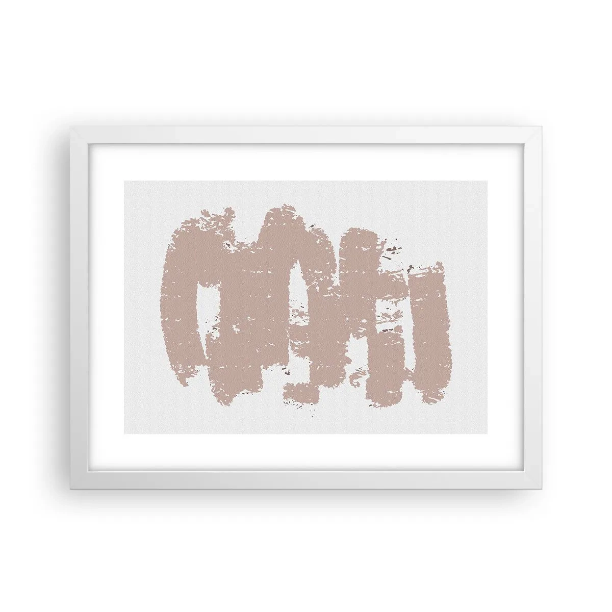 Pôster em moldura branca - Abstração em rosa suave - 40x30 cm