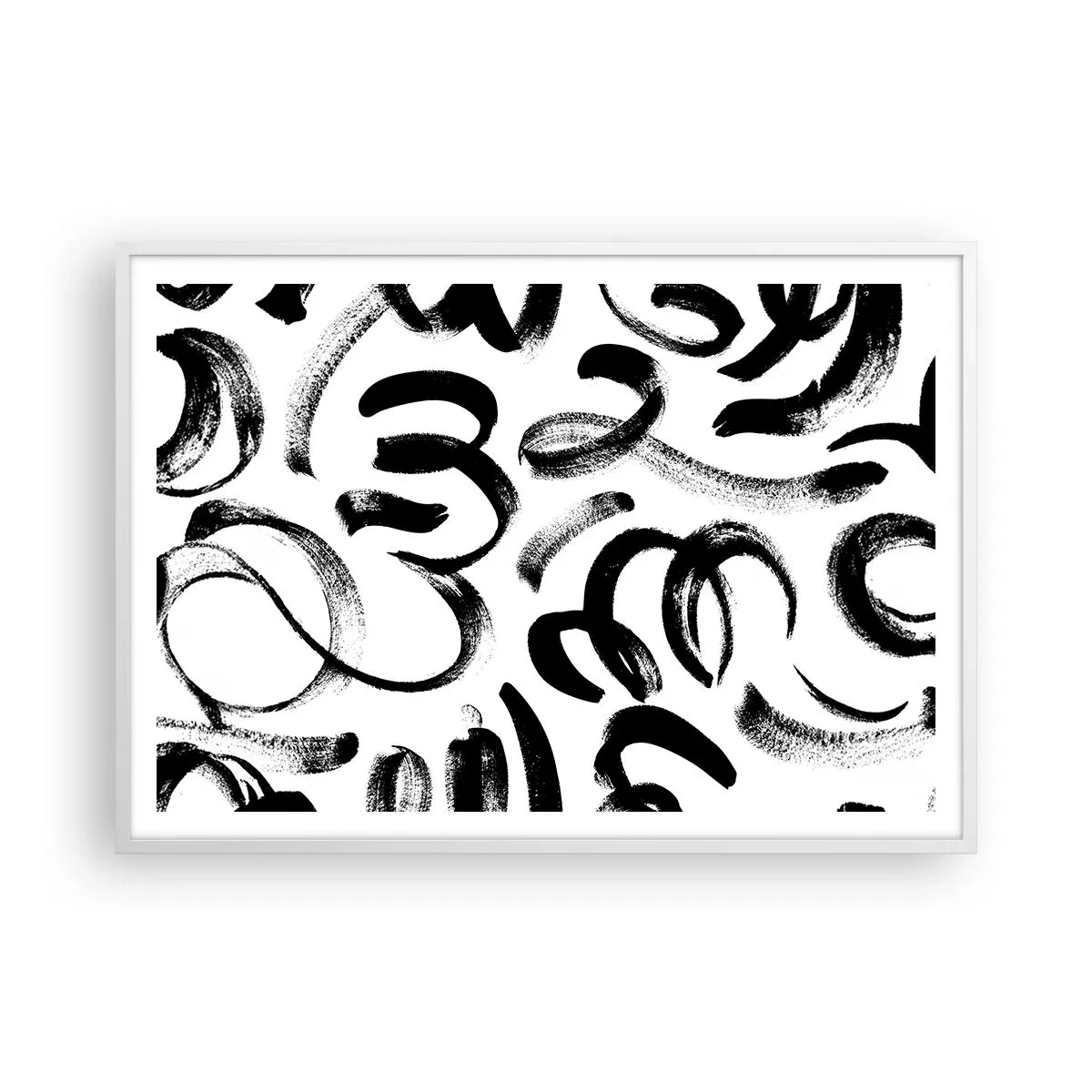 Pôster em moldura branca - Preto sobre branco - 100x70 cm