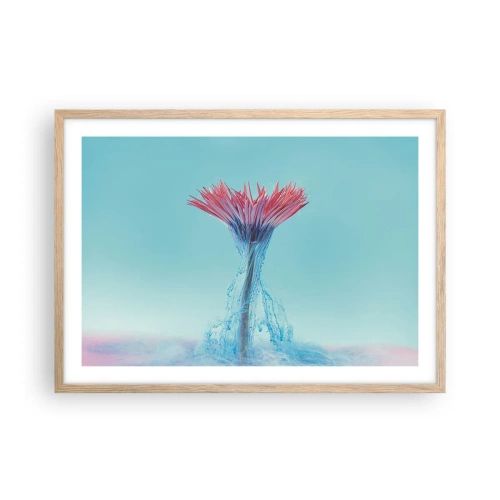 Pôster com moldura de carvalho claro - Num abraço revigorante - 70x50 cm