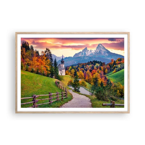 Pôster com moldura de carvalho claro - Paisagem como uma pintura - 100x70 cm