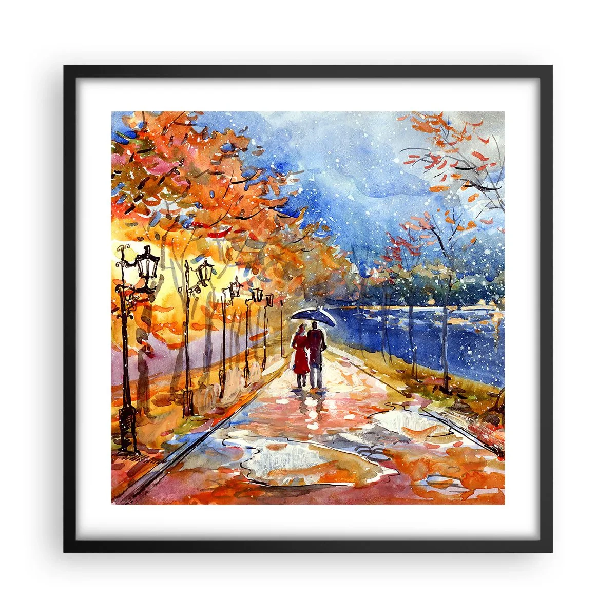 Pôster com moldura preta - Juntos até ao limite do tempo - 50x50 cm