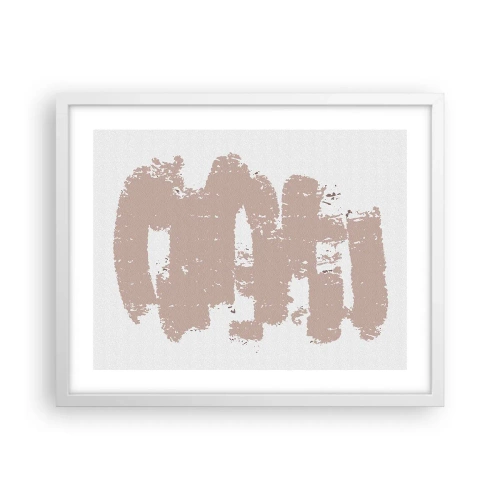 Pôster em moldura branca - Abstração em rosa suave - 50x40 cm