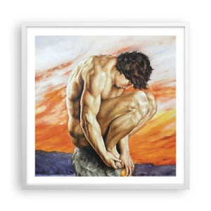 Pôster em moldura branca - Imerso em si mesmo - 60x60 cm