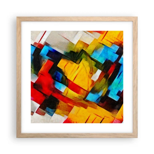 Pôster com moldura de carvalho claro - Camadas multicoloridas - 40x40 cm