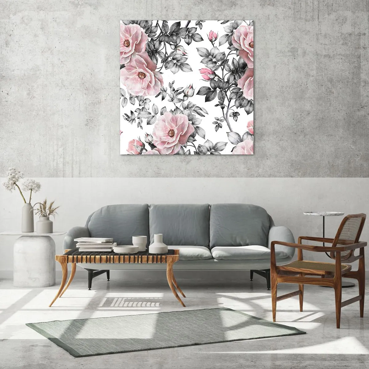 Quadro em vidro - Perder-se nas rosas - 50x50 cm