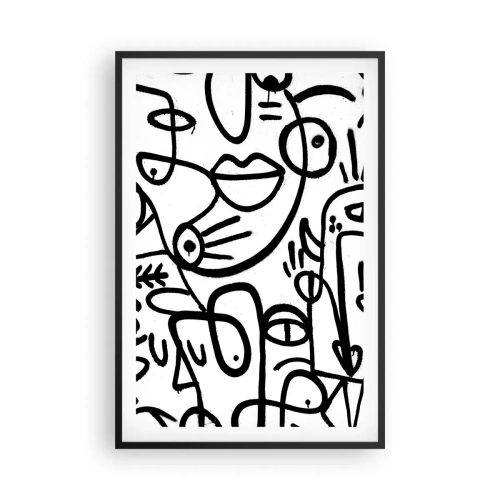 Pôster com moldura preta - Rostos e miragens - 61x91 cm