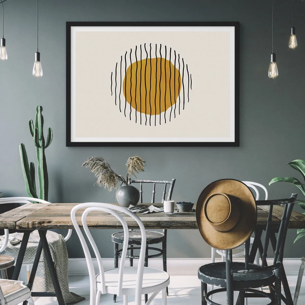 Pôster com moldura preta - Abstração a tremer com o calor - 91x61 cm