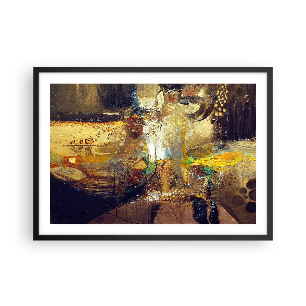 Pôster com moldura preta - Frio, mais quente, quente - 70x50 cm