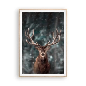 Pôster com moldura de carvalho claro - O rei coroado da floresta  - 70x100 cm