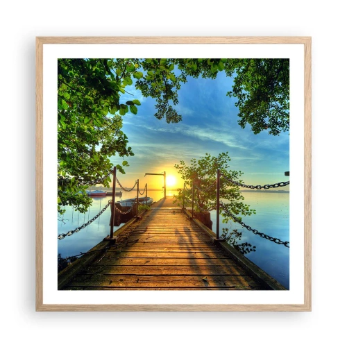 Pôster com moldura de carvalho claro - Oeste sobre a água - 60x60 cm