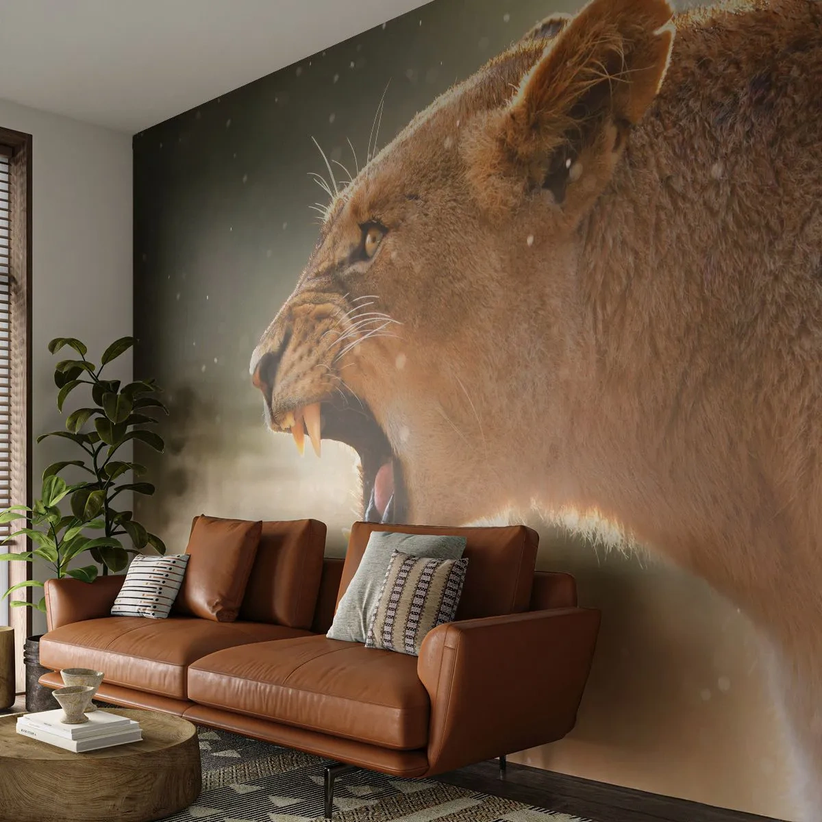 Papel de Parede Premium Canvas - Tente não ouvir - Animais, Leão, África - 100x70 cm